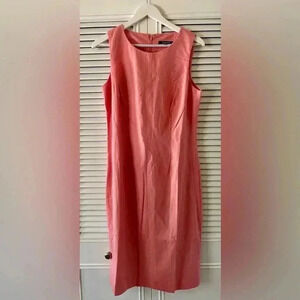 Chadwick’s Women’s Coral Linen Blend Sleeveless Sheath Dress Knee Length SZ 8T